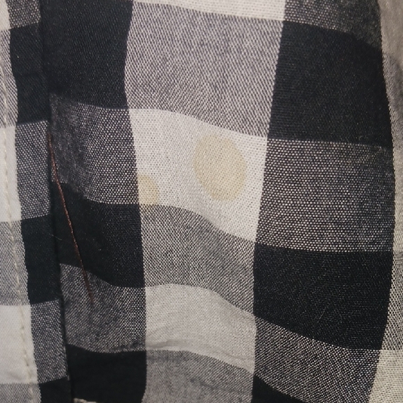 Chic Plaid Button Down Shirt in Black and Tan - Picture 3 of 3